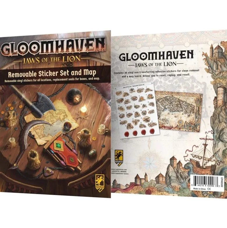 Gloomhaven: removable sticker set and map: Jaws of the Lion