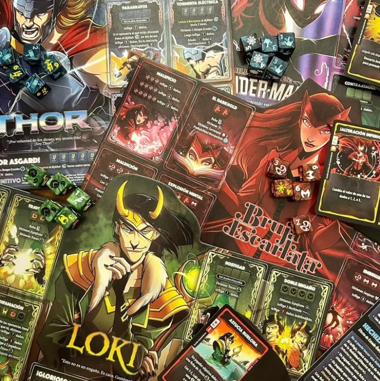 Marvel Dice Throne: Bruja Escarlata, Thor, Loki, Spider-Man (castellano)